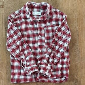 Zara Kids Red and White Checkered Flannel Button Down Shirt size 7/8